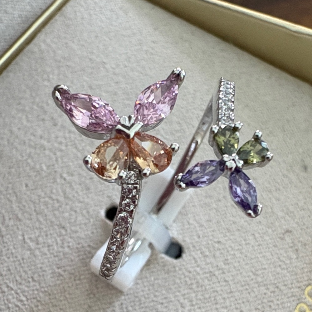 Chic Butterfly CZ Gemstone Ring in Sterling Silver - Picture 4 of 6